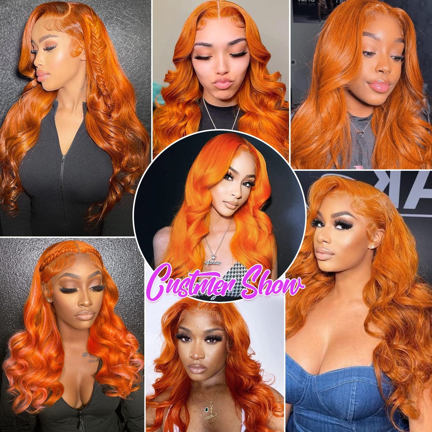 Orange Ginger Lace Front Wigs Human Hair Body Wave 13X4 HD Lace Frontal Wigs Human Hair Colored Wigs for Women (30 Inch, Orange Ginger)