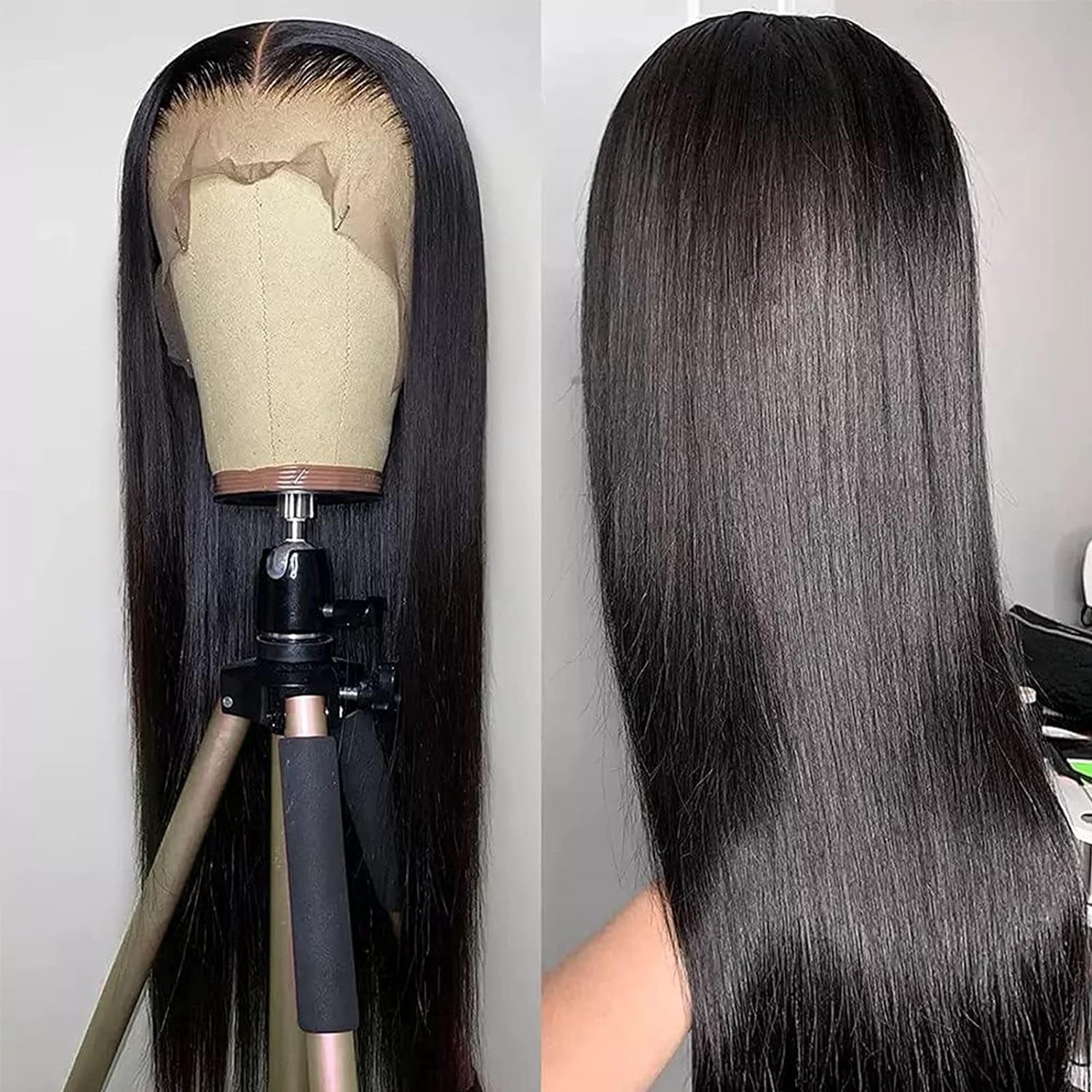 Straight Lace Front Wigs Human Hair, 13X4 Hd Lace Frontal 150% Density Transparent Glueless Pre Plucked with Baby Hair Wigs for Black Women Human Hair (Natural Black 20 Inch)