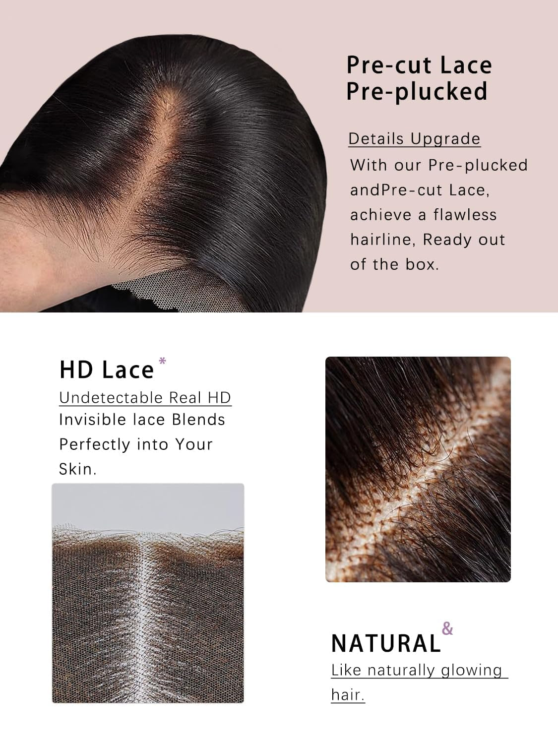 Wear and Go Glueless Wigs Human Hair Pre Plucked Pre Cut 6X4 Straight Lace Front Wigs Human Hair HD Lace Closure Wigs Human Hair 180% Density Ready to Wear Wigs Human Hair for Women 30 Inch