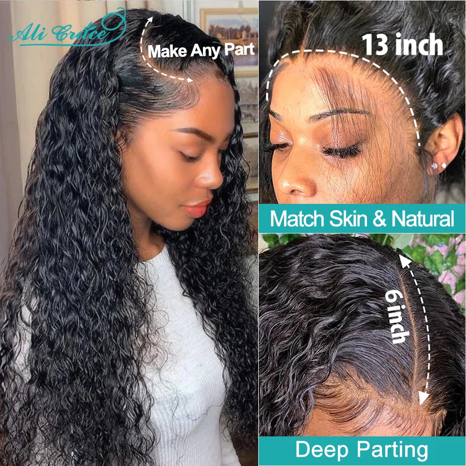 Wigs Brazilian Kinky Curly Human Hair Wigs Pre-Plucked 13X4 Lace Frontal Wig Remy Hair Deep Curly Lace Front Wigs