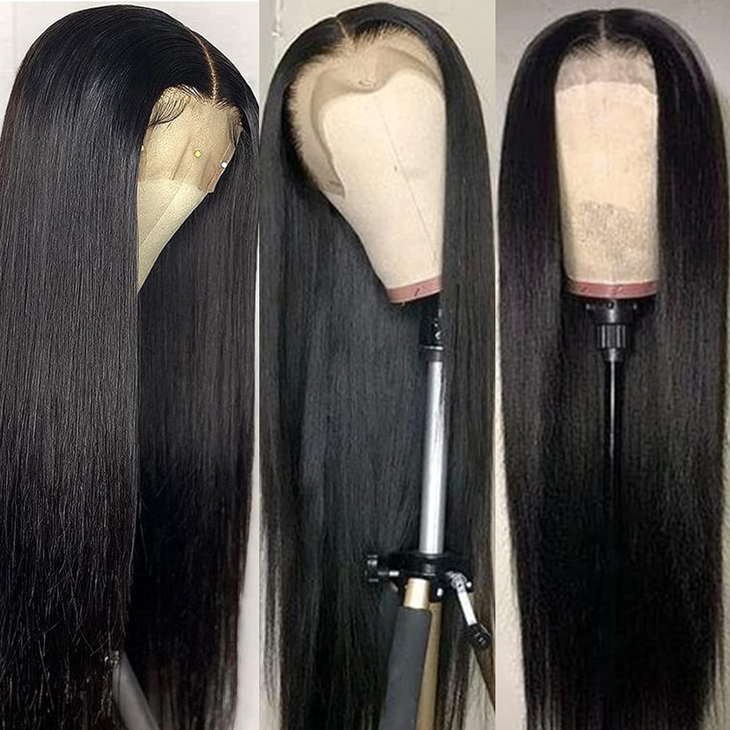 Straight Lace Front Wigs Human Hair, 13X4 Hd Lace Frontal 150% Density Transparent Glueless Pre Plucked with Baby Hair Wigs for Black Women Human Hair (Natural Black 20 Inch)