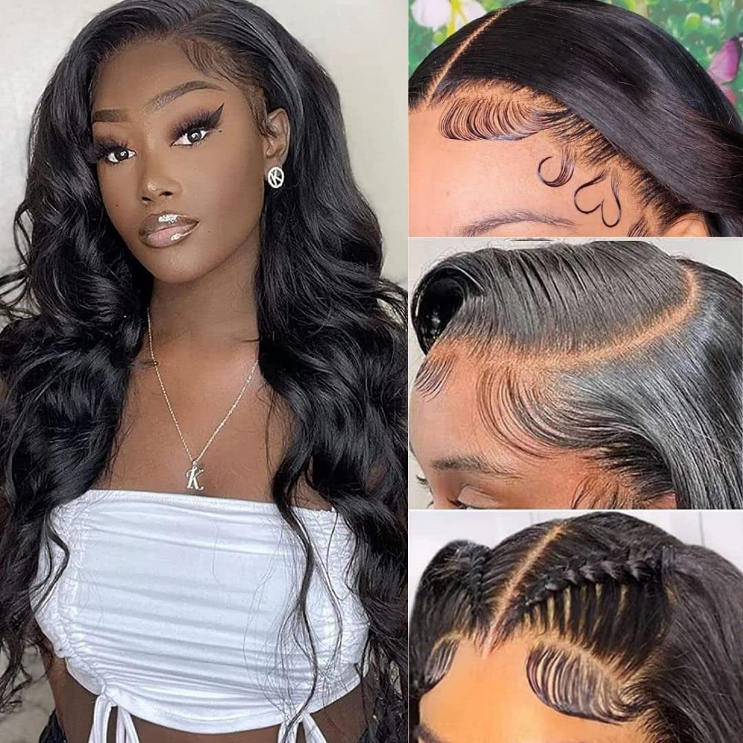 13X4 Lace Front Wigs Human Hair Body Wave Lace Front Human Hair Wigs for Black Women Glueless Brazilian 150% Density Human Hair Wigs Pre Plucked Bleached Knots with Baby Hair 20 Inch