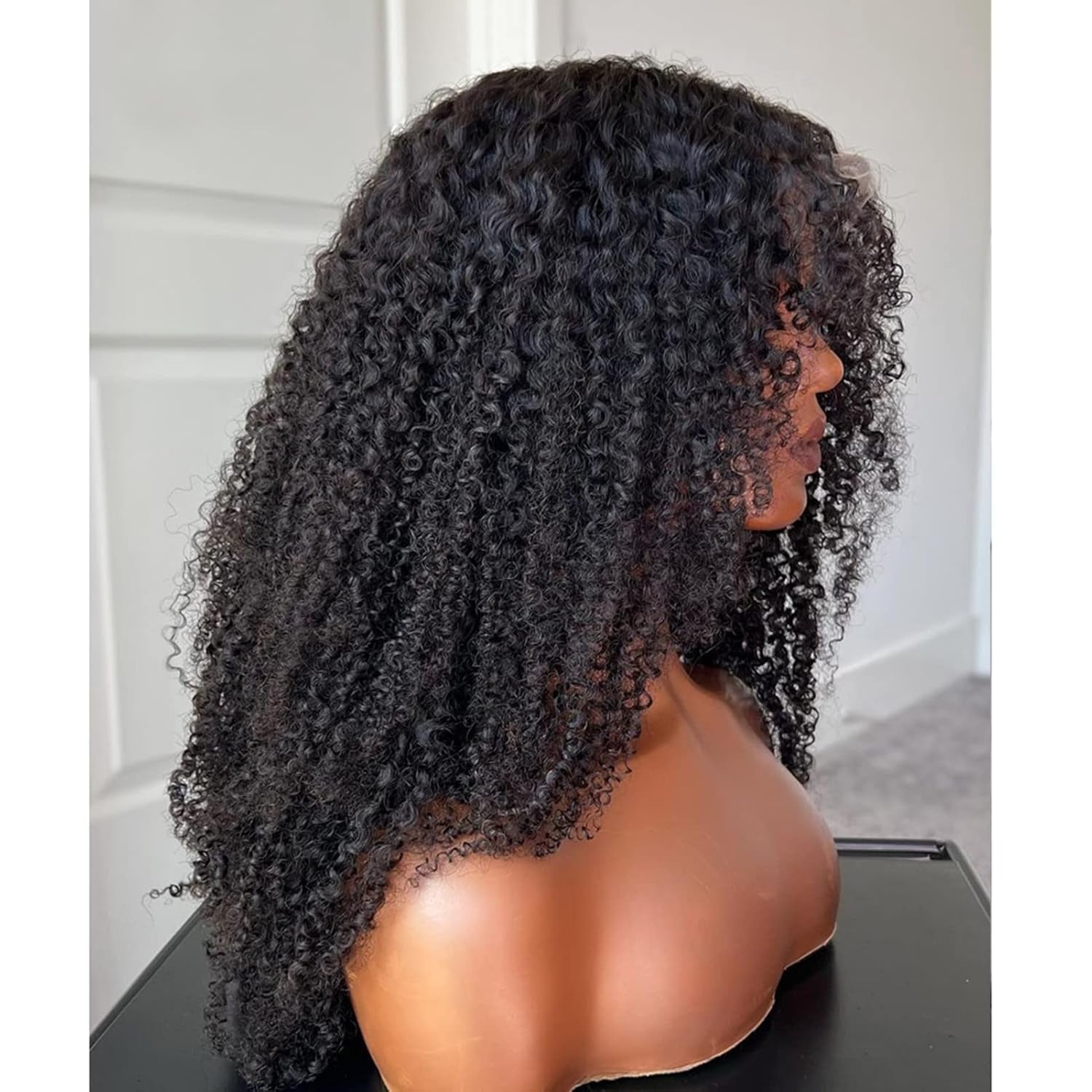 Kinky Curly Wigs for Black Women Human Hair 180% Density Lace Front Wigs Human Hair Glueless Wigs Human Hair Pre Plucked (18 Inch,Natural Black)