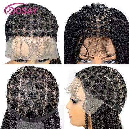 36" Full Lace Braided Wigs Synthetic Hair Box Braids Lace Front Wigs Knotless Braided Wigs for Black Women Braiding Wigs African