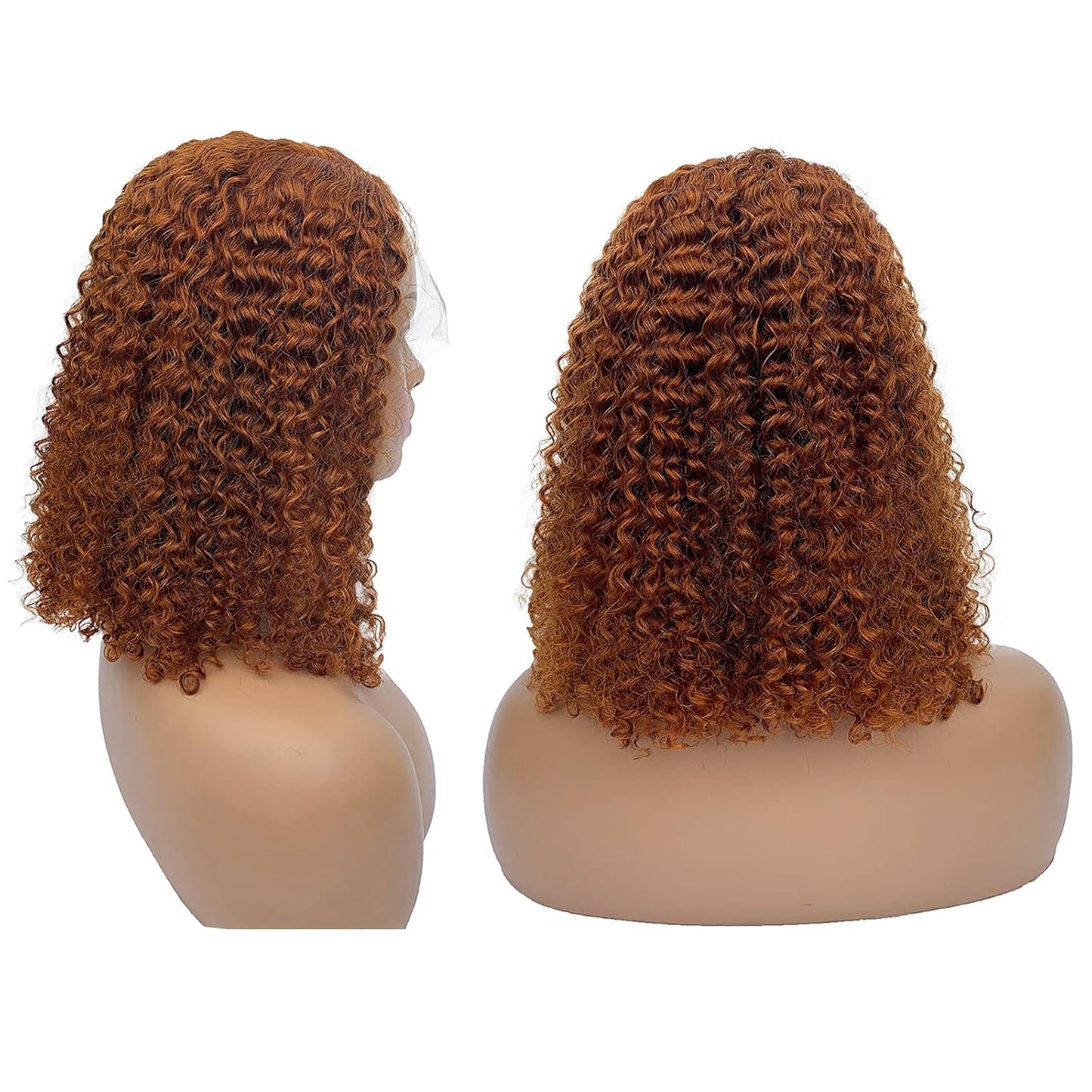 Short Curly Ginger Lace Front Wigs Side Part Bob Wig Human Hair T Part 12 Inch Ginger Lace Front Human Hair Wigs Pre Plucked Curly Wave Ginger Wig for Women