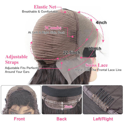 Deep Wave Lace Front Wigs Human Hair 13X4 HD Transparent Lace Frontal Deep Curly Wigs for Women Human Hair