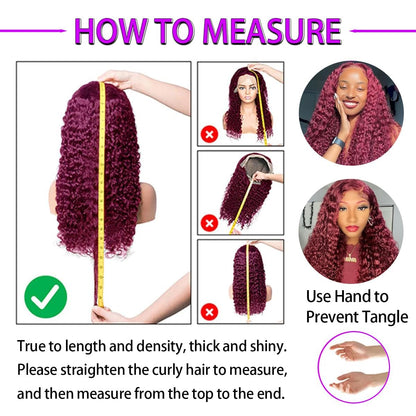 99J Burgundy Lace Front Wigs Human Hair HD Lace Front Wigs Human Hair Pre Plucked 180% Density Burgundy 13X6 Deep Wave Frontal Wigs Natural Hairline Human Hair Wigs for Women 22 Inch