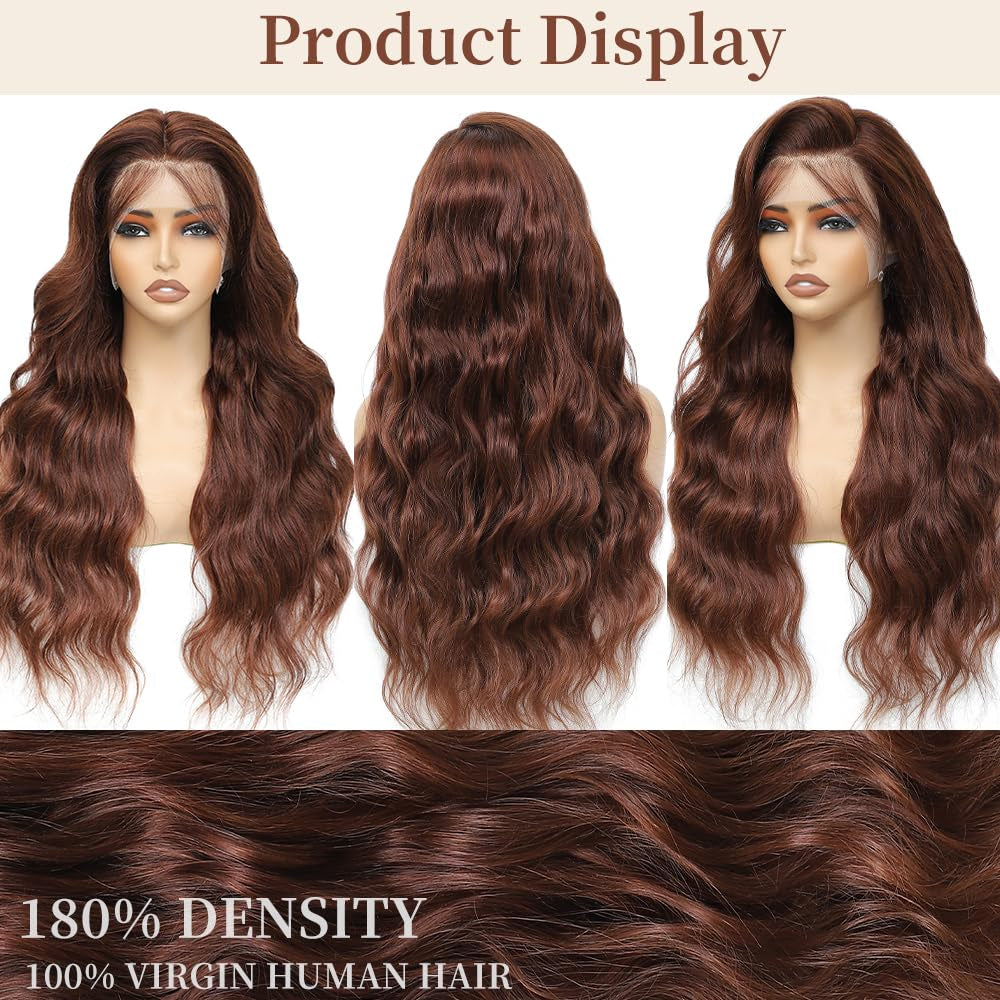 Brown Wig Human Hair Body Wave Chocolate Brown Lace Front Wig Human Hair Pre Plucked with Baby Hair HD Lace Front Wigs Human Hair 200% Density Brown Human Hair Wig 13X4 Colored Wigs Human Hair 20 Inch