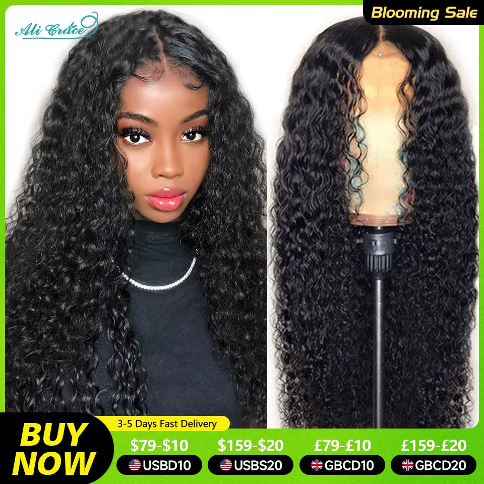 Wigs Brazilian Kinky Curly Human Hair Wigs Pre-Plucked 13X4 Lace Frontal Wig Remy Hair Deep Curly Lace Front Wigs