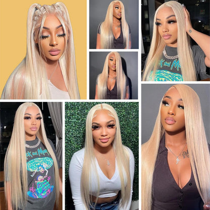 613 Lace Front Wig Human Hair 200% Density, Straight 13X4 Blonde Lace Front Wigs Human Hair 12A Brazilian 613 HD Lace Frontal Wig Pre Plucked with Baby Hair for Women (22Inch)