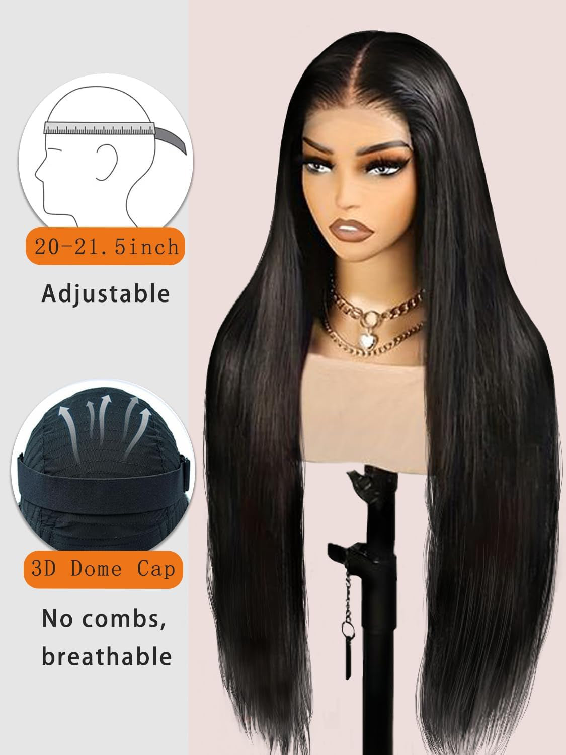 Wear and Go Glueless Wigs Human Hair Pre Plucked Pre Cut 6X4 Straight Lace Front Wigs Human Hair HD Lace Closure Wigs Human Hair 180% Density Ready to Wear Wigs Human Hair for Women 30 Inch