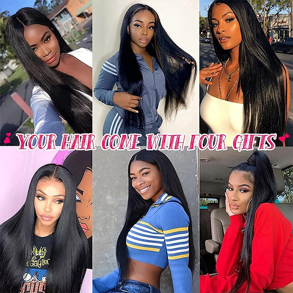 V Part Wigs Human Hair Straight Brazilian Human Hair Wigs for Black Women Upgrade U Part Wigs No Leave Out No Sew in NO Glue 150% Density Natural Color (22Inch, Natural Black)