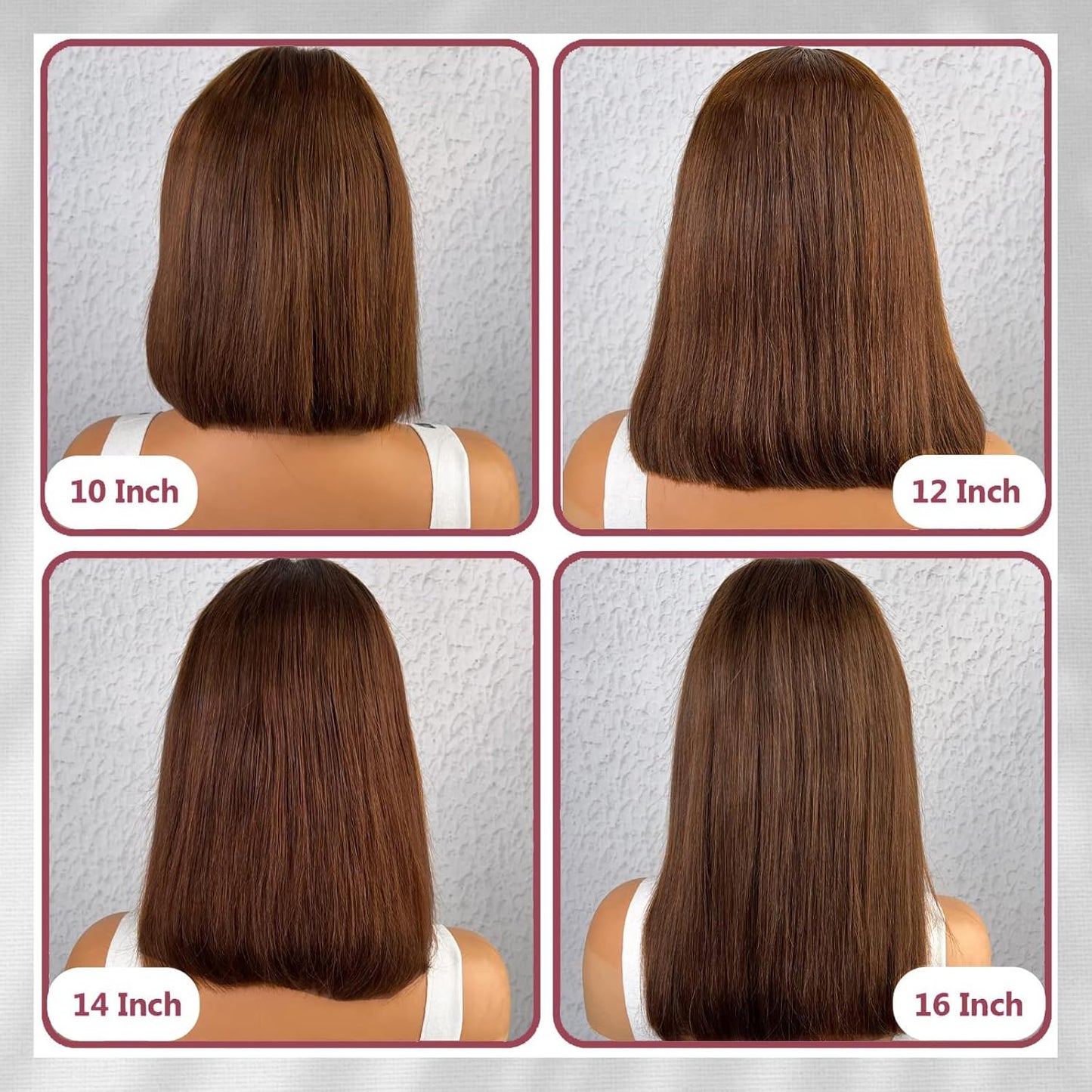 Chocolate Brown Straight Lace Front Wig 4X4Hd Brown Closure Wigs Golden Brown Wig Short Bob Wigs for Straight Bob Wigs Pre Plucked with Baby Hair 180% Density