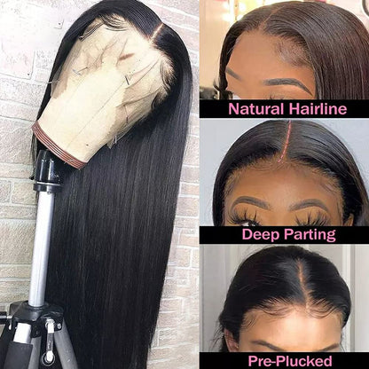 Lace Front Wigs Human Hair Straight 13X4 Lace Front Middle Part Brazilian Straight Human Hair Wigs Virgin Human Hair Wigs Natural Color 18Inch