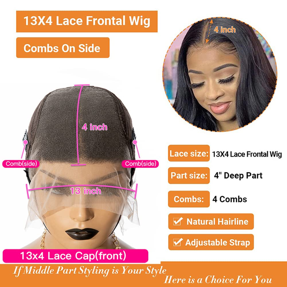 14 Inch 13X4 Lace Front Human Hair Wigs Body Wave for Black Women 180% Density HD Lace Front Wigs Body Wave Human Hair Pre Plucked with Baby Hair Natural Hairline Brazilian Human Hair Wigs