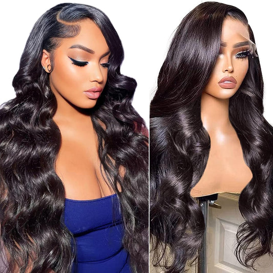 18 Inch Lace Front Wig Human Hair Body Wave Wigs for Black Women HD 13X4 Lace Frontal Glueless Wigs Human Hair Pre Plucked with Baby Hair Natural Color