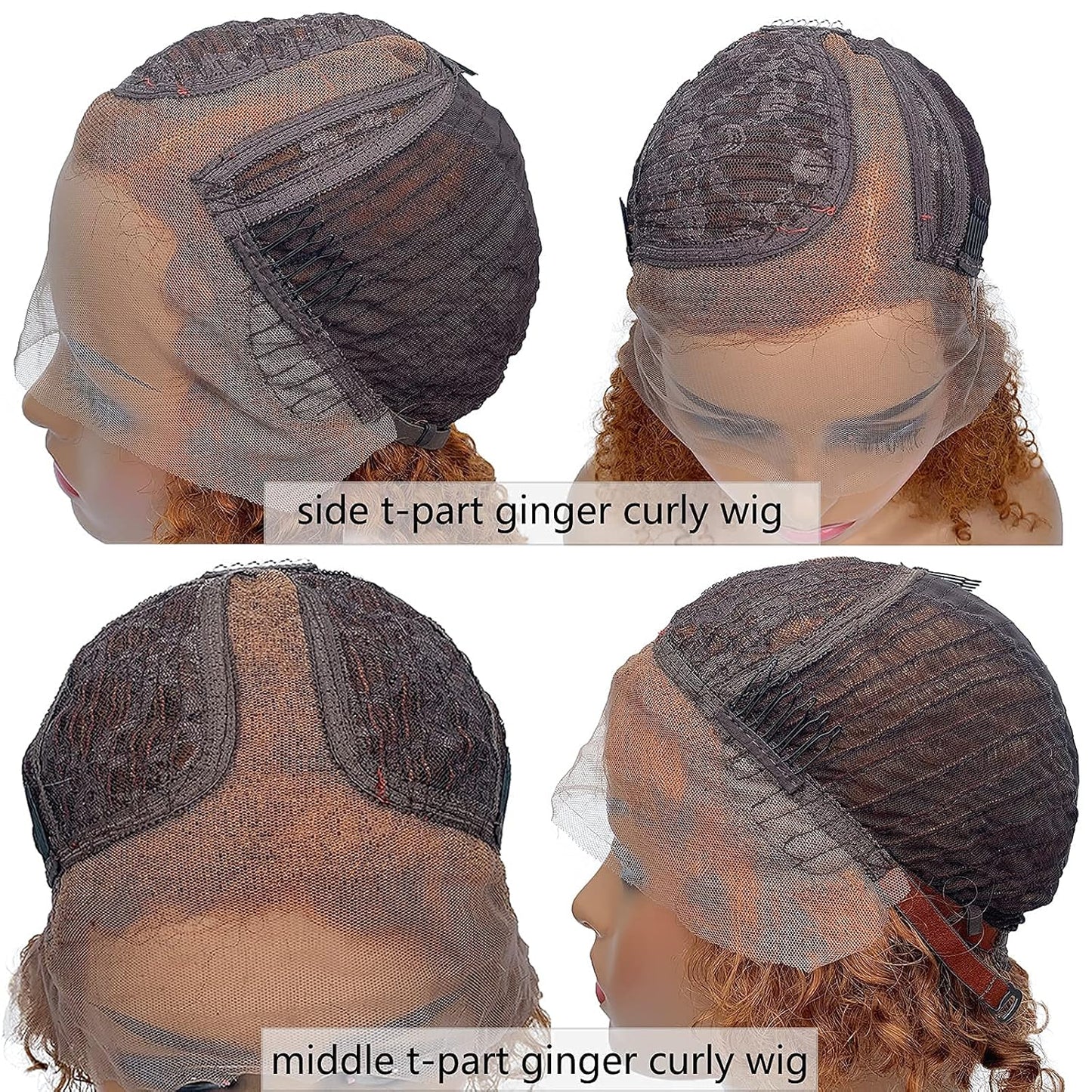 Short Curly Ginger Lace Front Wigs Side Part Bob Wig Human Hair T Part 12 Inch Ginger Lace Front Human Hair Wigs Pre Plucked Curly Wave Ginger Wig for Women