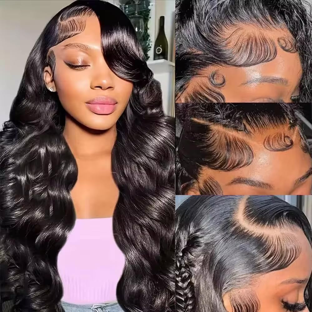 28 Inch Body Wave Lace Front Wigs Human Hair 6X6 HD Transprent Lace Front Wigs Pre Plucked with Baby Hair 180% Density Lace Frontal Human Hair Wigs for Black Women with Natural Hairline