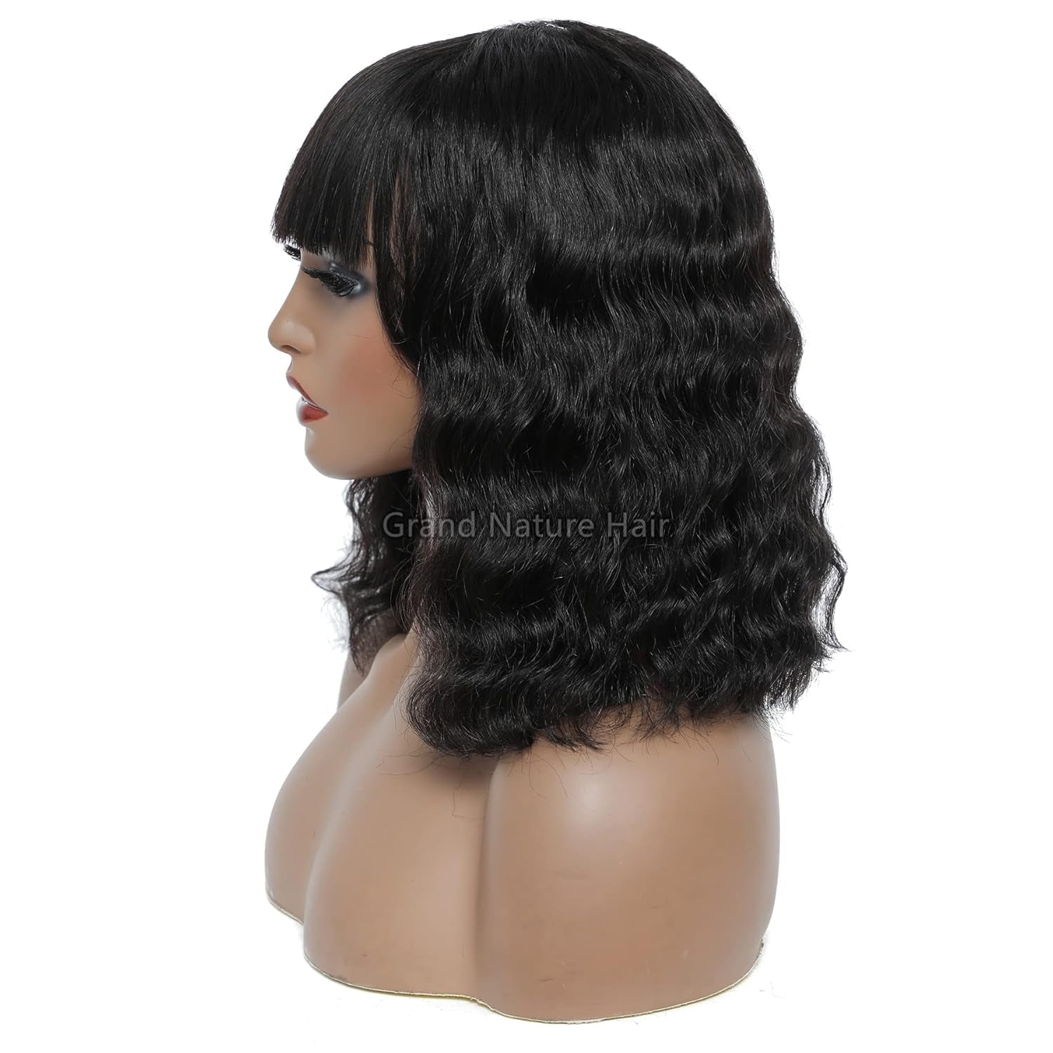 Ready to Go Human Hair Bob Wigs for Black Women with Bangs, Loose Deep Wet Wavy Bob Wig Human Hair Glueless Bang Wig Hman Hair Wigs (Wet and Wavy-16, Bob Wigs with Bangs Human Hair)