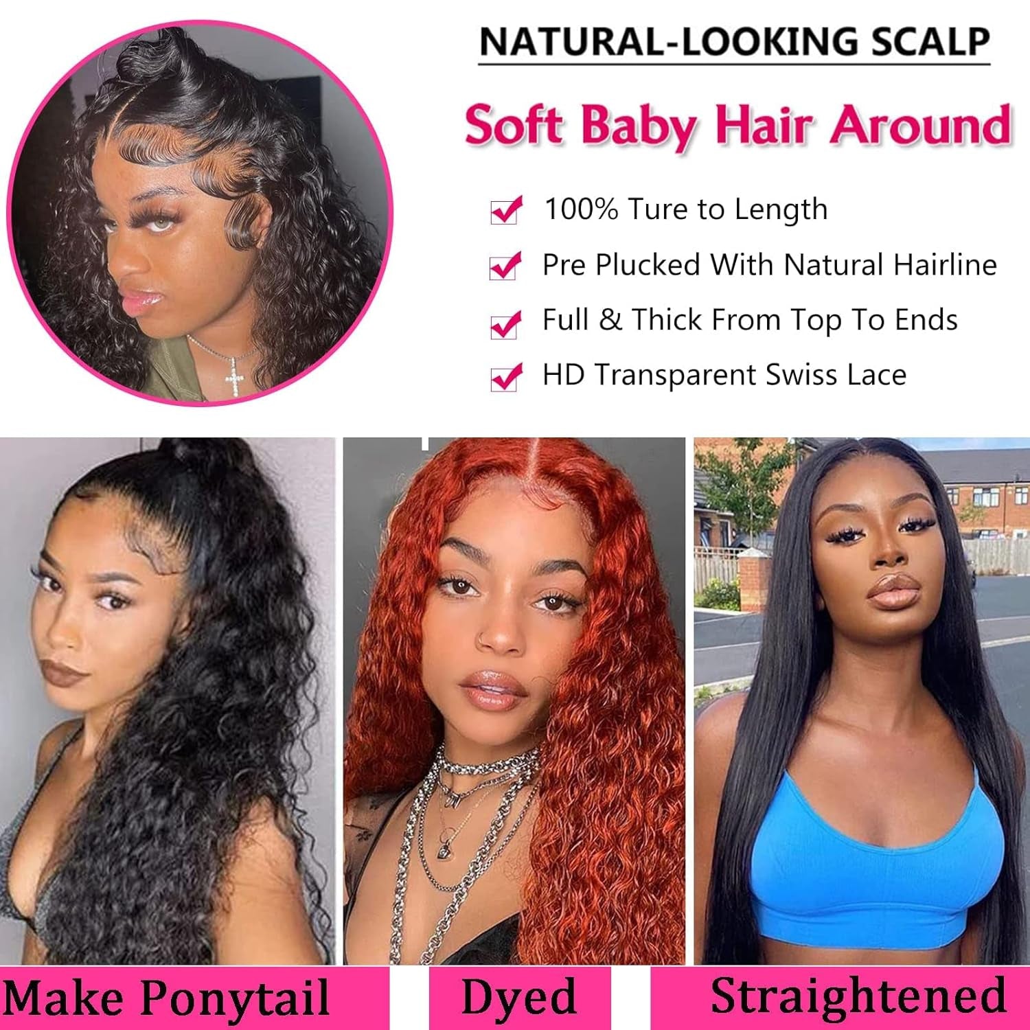 Deep Wave Lace Front Wigs Human Hair 32 Inch 180 Density Brazilian Deep Wave Frontal Wigs Pre Plucked 13X4 Lace Front Wigs for Black Women Deep Wave Wigs HD Lace with Baby Hair Wet and Wavy Wig