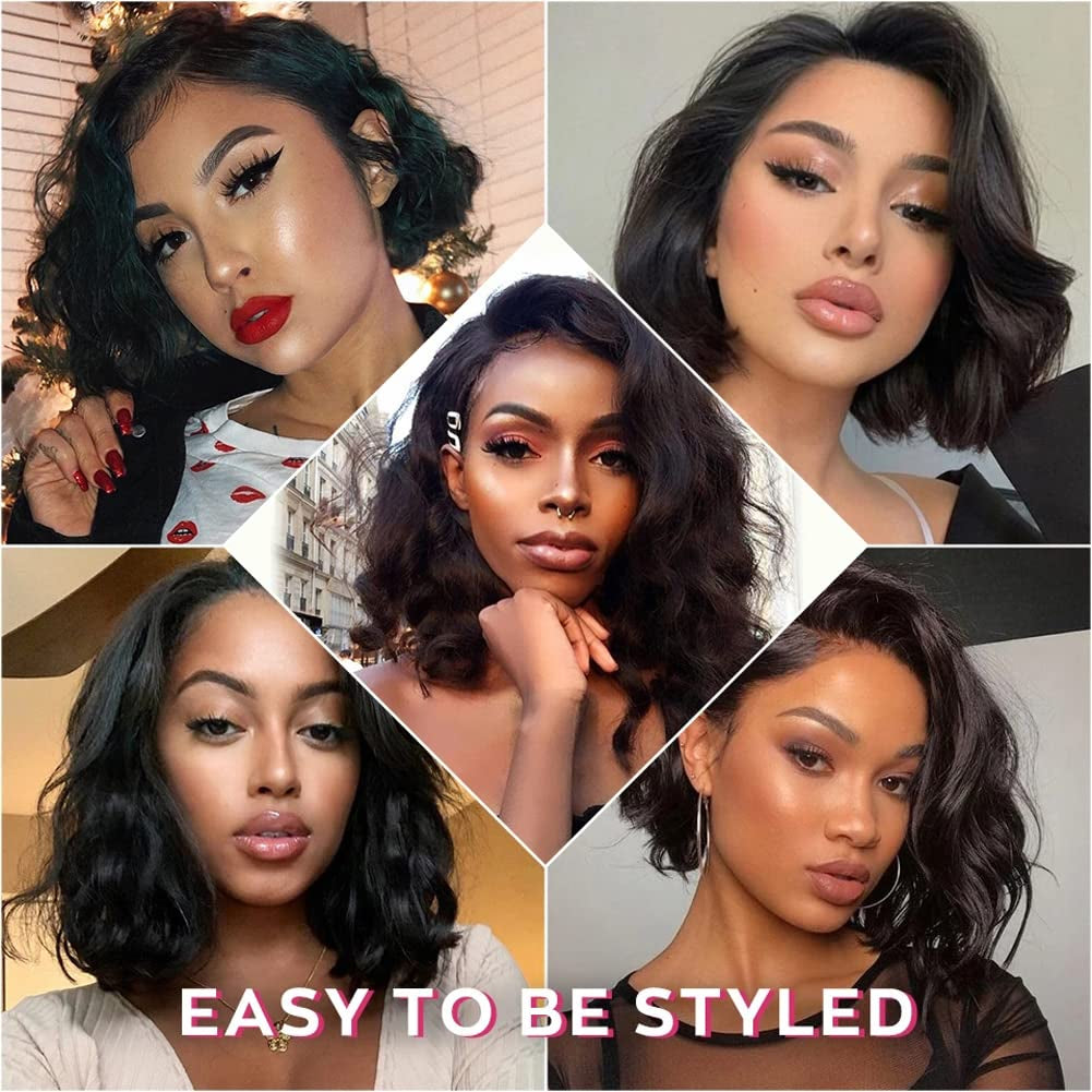 14 Inch 13X4 Lace Front Human Hair Wigs Body Wave for Black Women 180% Density HD Lace Front Wigs Body Wave Human Hair Pre Plucked with Baby Hair Natural Hairline Brazilian Human Hair Wigs