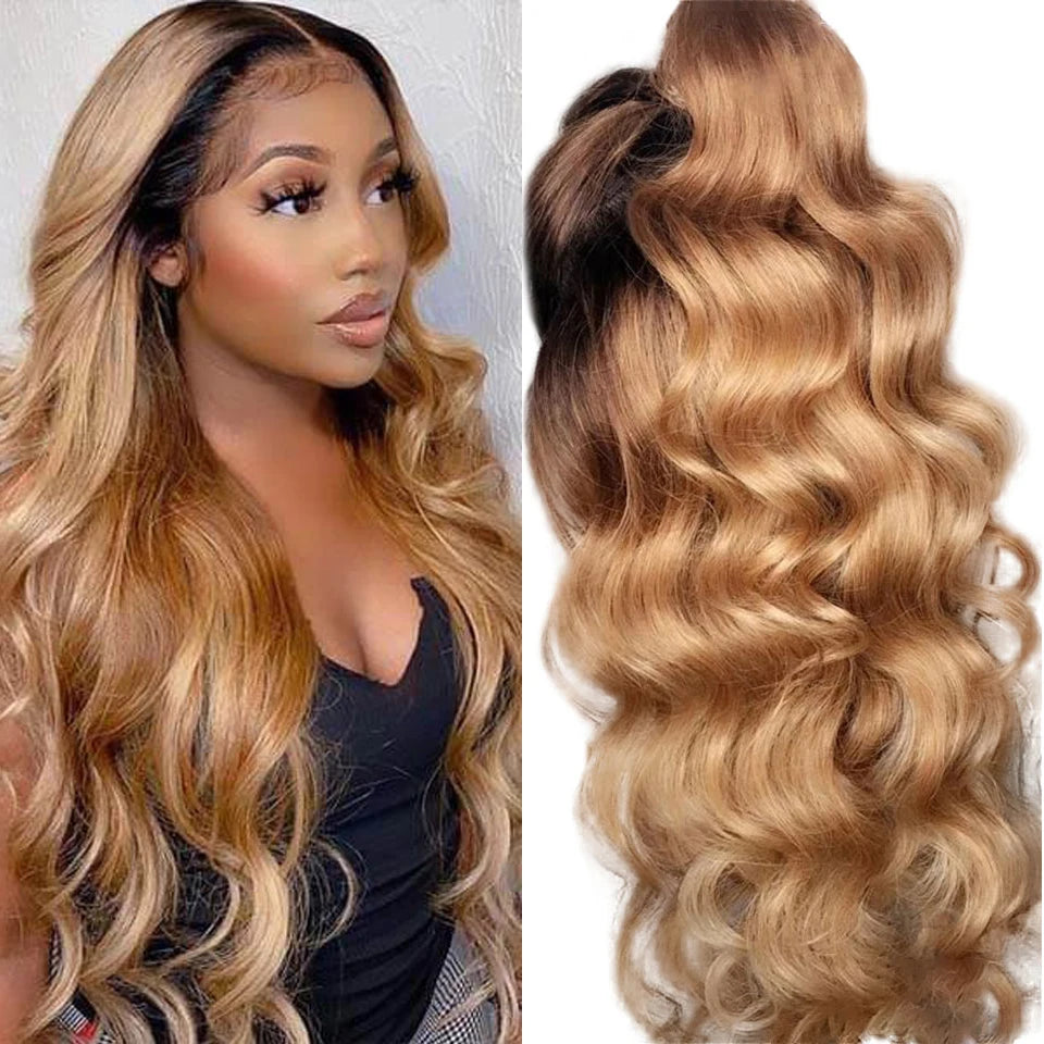 1B/27 Ombre Human Hair Wigs Clearance Sale Body Wave HD Lace Front Wigs for Women Honey Blond Glueless 13X4 Lace Frontal Wig180%