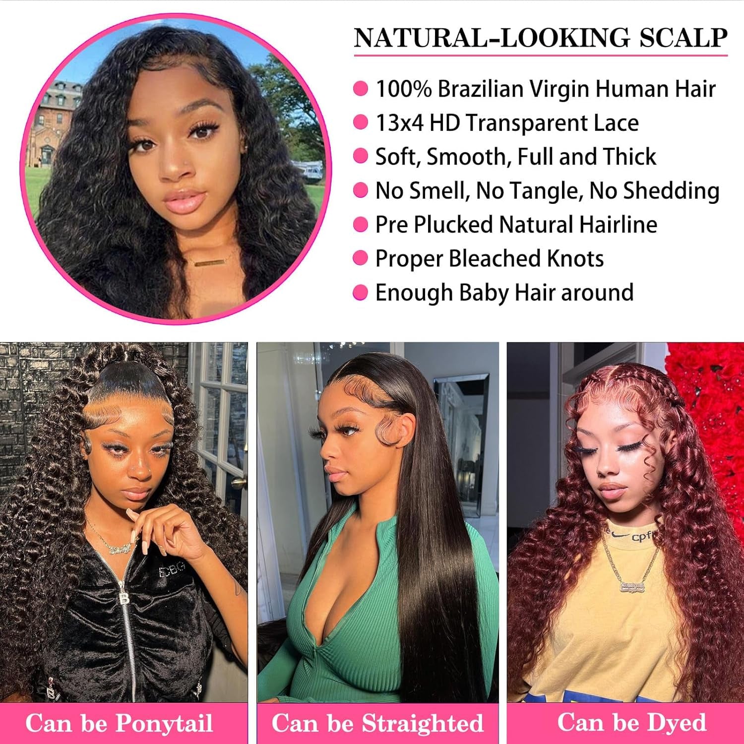 Deep Wave Lace Front Wigs Human Hair 13X4 HD Transparent Lace Frontal Deep Curly Wigs for Women Human Hair