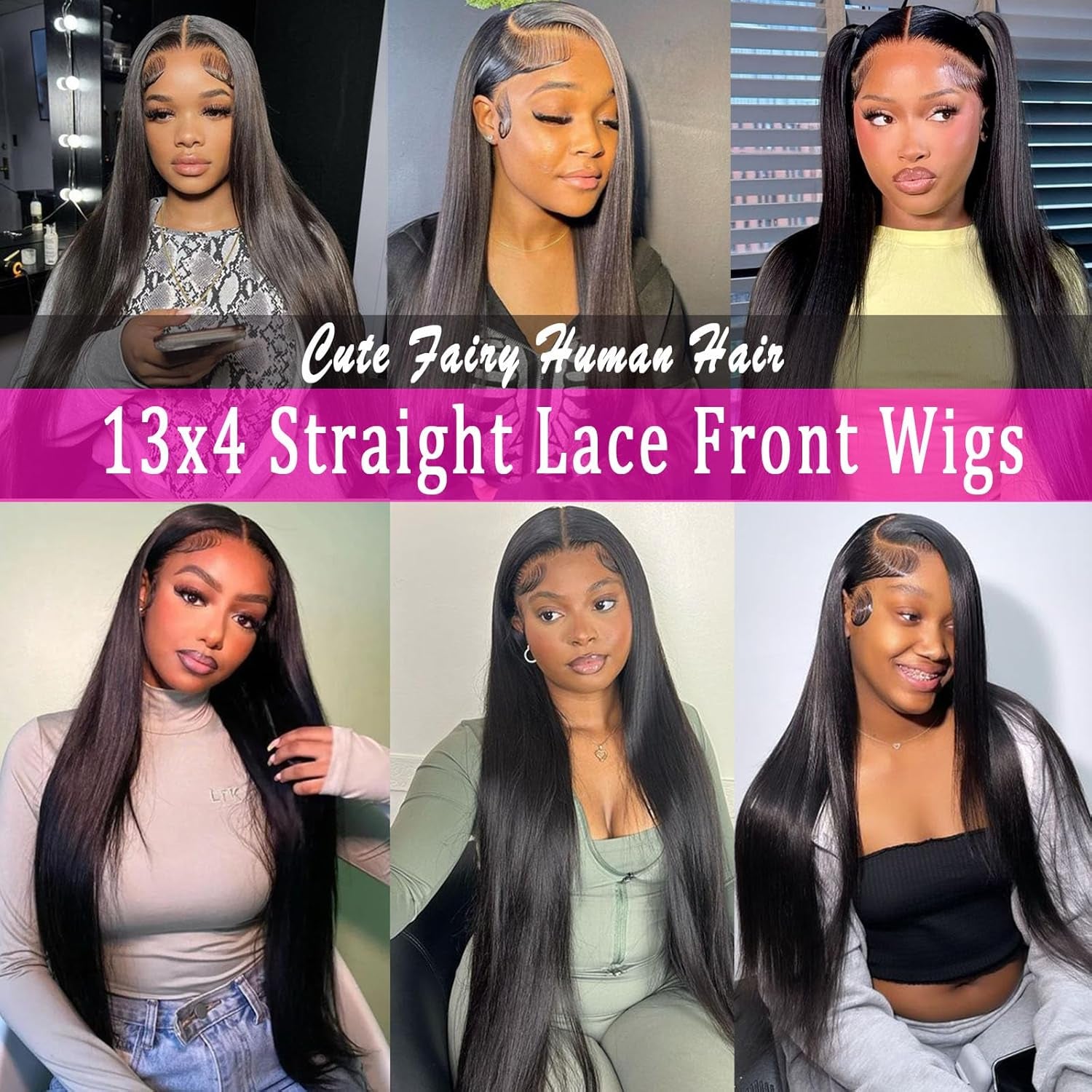 13X4 Lace Front Wigs Human Hair Glueless Straight Lace Front Wigs Human Hair Pre Plucked 24 Inch Human Hair 180 Density HD Transparent Lace Frontal Wigs for Women