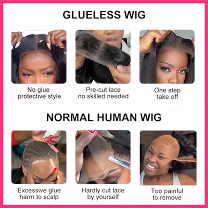 Wear and Go Glueless Wigs Human Hair Pre Plucked Pre Cut 4X4 Deep Curly Lace Front Wigs Human Hair Wigs for Women No Glue Transparent Hd Lace Front Closure Ready to Wear Wigs for Beginners（18 Inch）