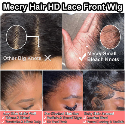 Body Wave Lace Front Wigs Human Hair 180% Density 13X4 HD Lace Frontal Wigs for Black Women Glueless Wigs Human Hair Pre Plucked Natural Hairline Lace Front Wigs 20Inch Black