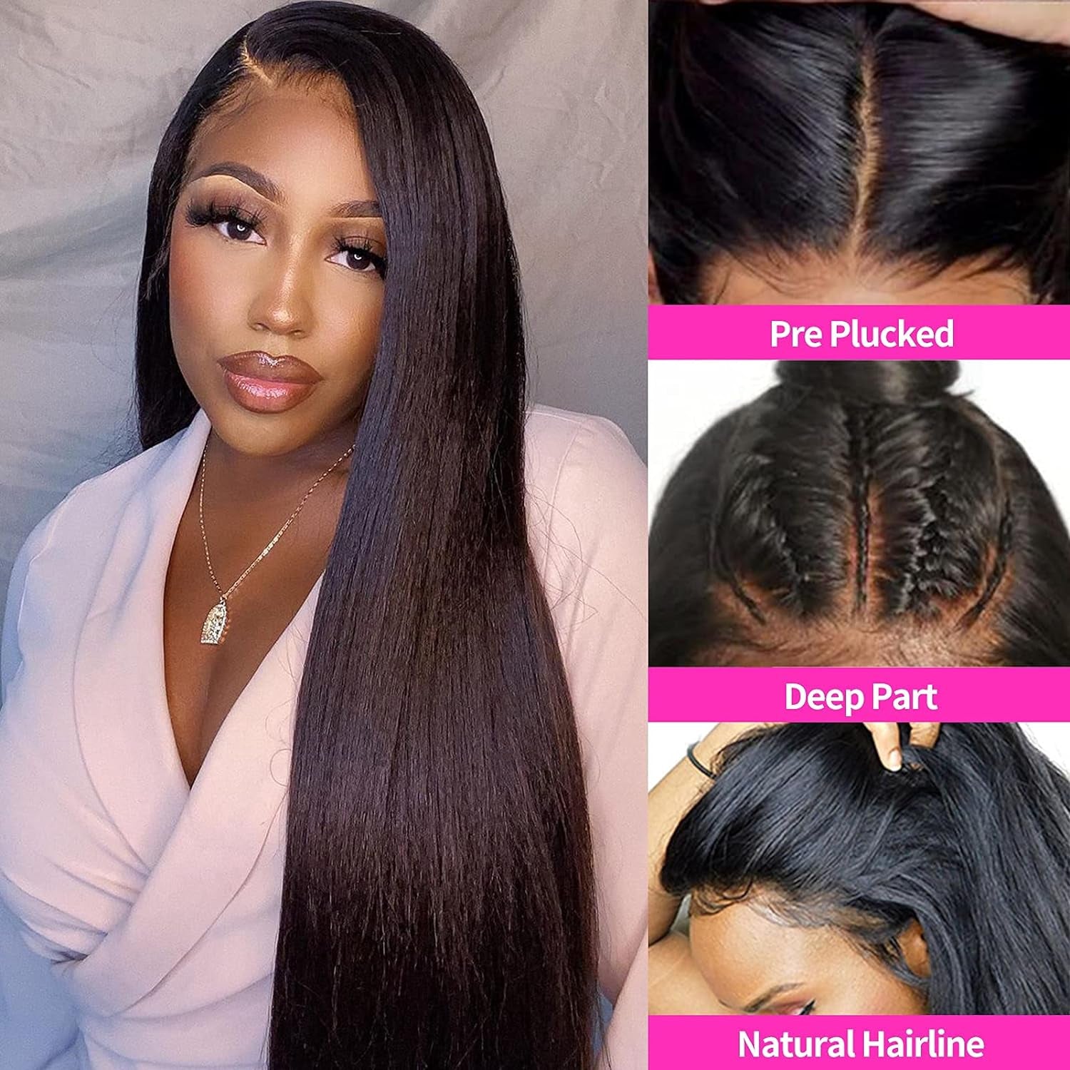 Straight Lace Front Wigs Human Hair, 13X4 Hd Lace Frontal 150% Density Transparent Glueless Pre Plucked with Baby Hair Wigs for Black Women Human Hair (Natural Black 20 Inch)