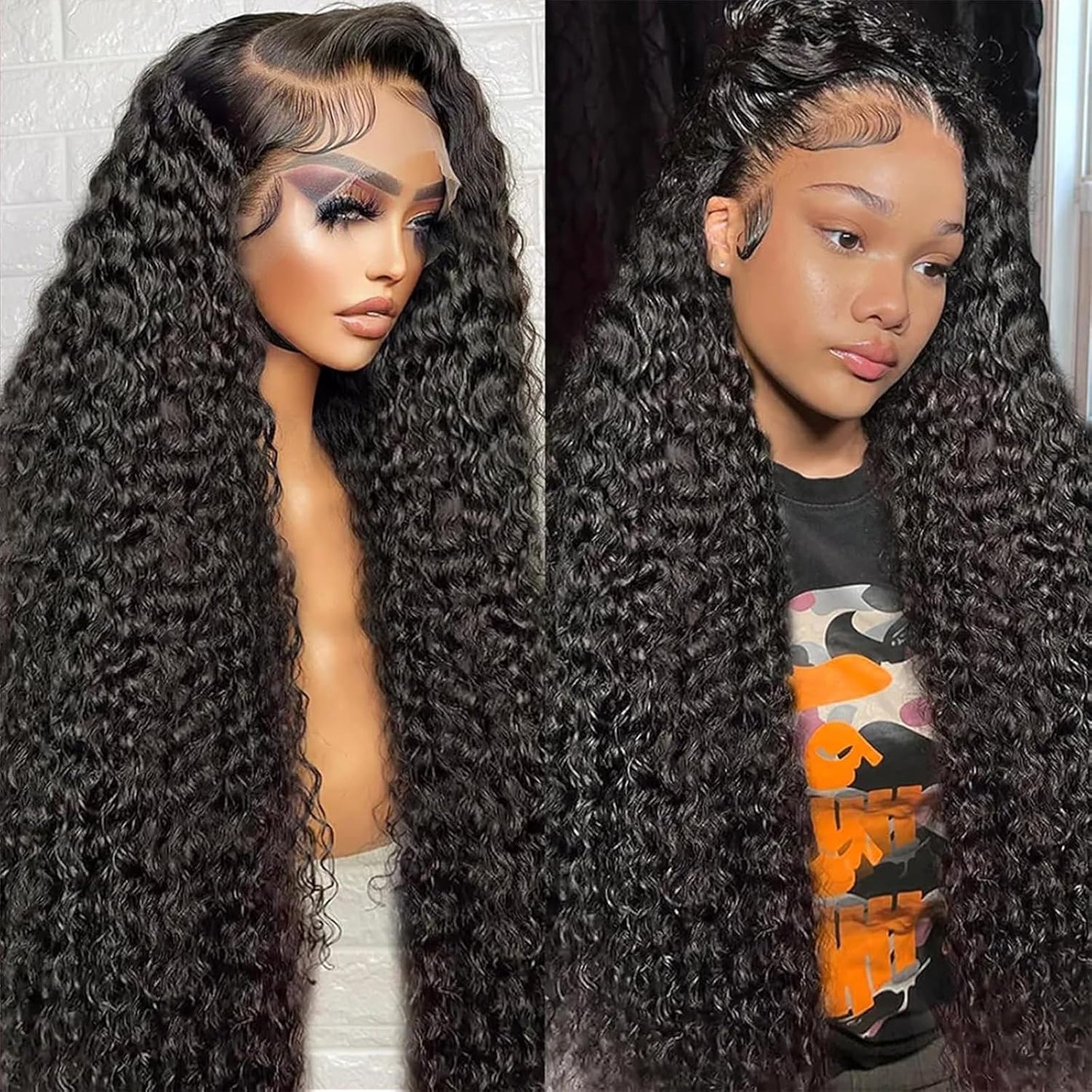 20 Inch Deep Wave Lace Front Wigs Human Hair Wigs for Women 13X6 Deep Curly Lace Frontal Wigs Human Hair 250 Density HD Lace Front Wigs Human Hair Pre Plucked with Baby Hair