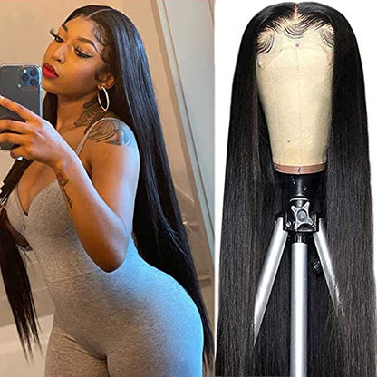 Lace Front Wigs Human Hair Straight 13X4 Lace Front Middle Part Brazilian Straight Human Hair Wigs Virgin Human Hair Wigs Natural Color 18Inch