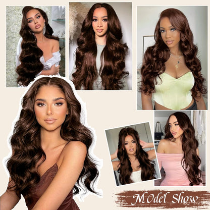 Brown Wig Human Hair Body Wave Chocolate Brown Lace Front Wig Human Hair Pre Plucked with Baby Hair HD Lace Front Wigs Human Hair 200% Density Brown Human Hair Wig 13X4 Colored Wigs Human Hair 20 Inch