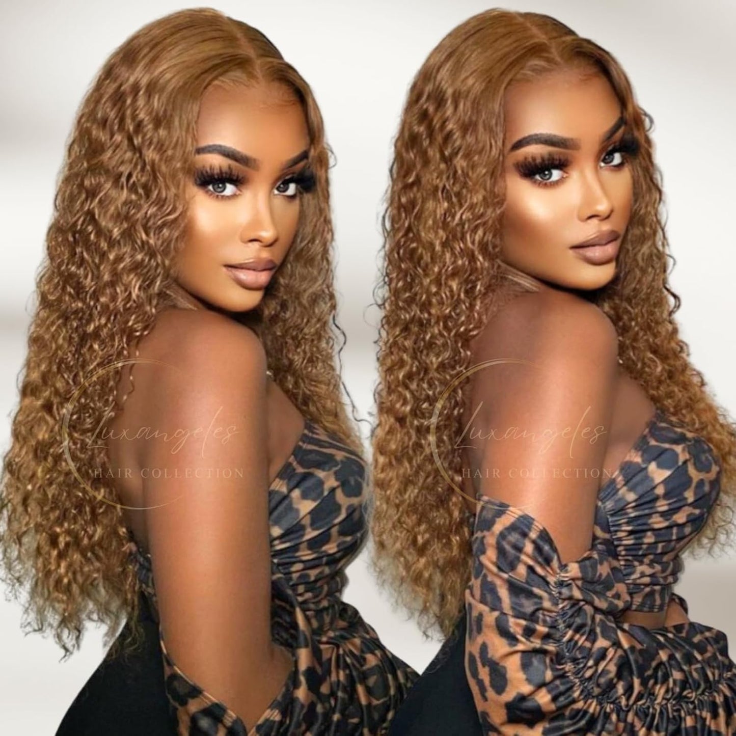 Honey Blonde Curly Lace Front Wig Human Hair Deep Wave 13X4 Glueless Wigs 150% Density HD Transparent Lace Frontal Wig Pre Plucked with Baby Hair for Black Women (22 Inch)