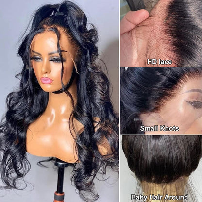 360 Lace Front Wigs Human Hair Pre Plucked Body Wave Lace Front 360 Wigs for Black Women Human Hair Glueless HD Lace Ponytail Wigs Body Wave Full Lace 360 Lace Frontal Wig Natural Hairline (20 Inch)