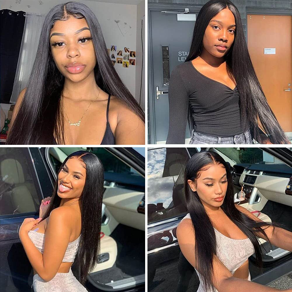 Lace Front Wigs Human Hair Straight 13X4 Lace Front Middle Part Brazilian Straight Human Hair Wigs Virgin Human Hair Wigs Natural Color 18Inch