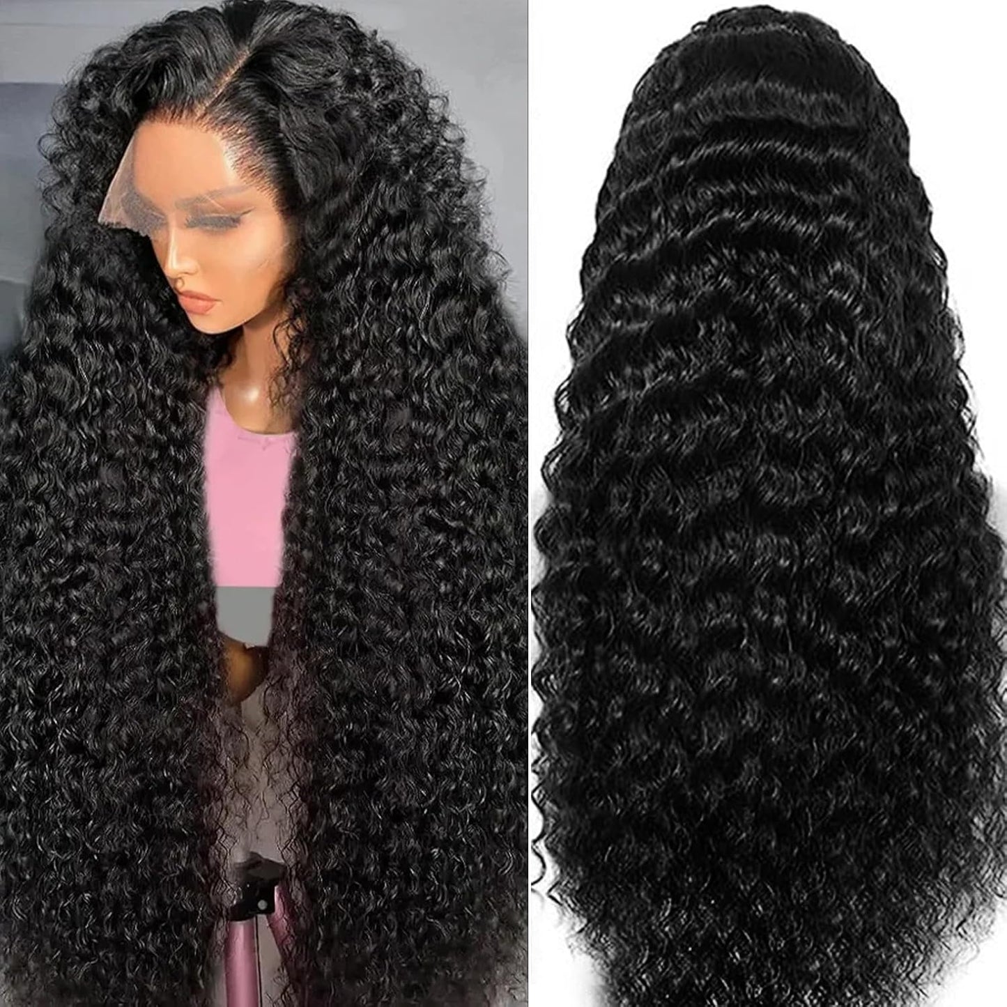 13X6 Deep Wave Lace Front Wigs Human Hair Wigs for Women Deep Curly Lace Front Wig Human Hair HD Lace Frontal Wigs Human Hair Pre Plucked with Baby Hair (30 Inch)