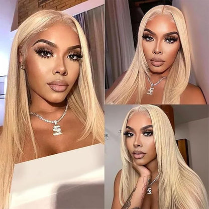 613 Lace Front Wig Human Hair 200% Density, Straight 13X4 Blonde Lace Front Wigs Human Hair 12A Brazilian 613 HD Lace Frontal Wig Pre Plucked with Baby Hair for Women (22Inch)