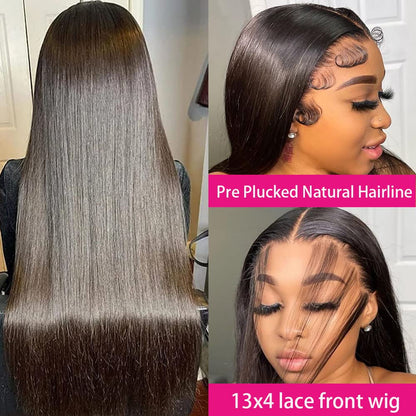 13X4 HD Lace Front Wigs Human Hair Pre Plucked 26Inch Straight Human Hair Wigs Lace Front Wigs 180% Density Glueless Lace Frontal Wigs Human Hair Wigs Natural Black